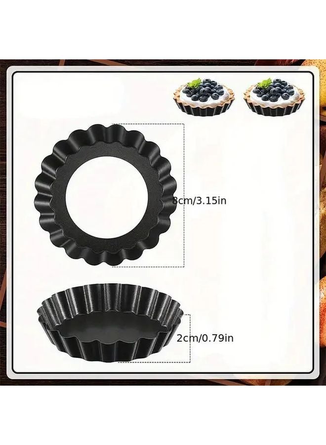 5pcs Black Tartlet Molds With Removable Bottoms For Baking Mini Tarts Cakes Pies - Image 3